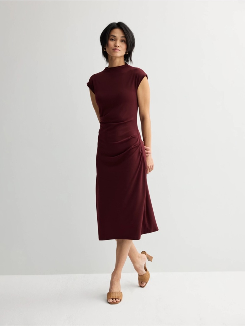 Nine West Lightweight Burgundy Midi Dress